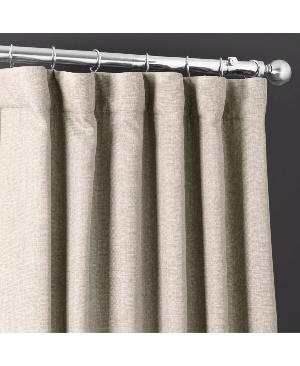 Half Price Drapes Fossil Grey Italian Faux Linen Room Darkening Curtain In Beige,tan