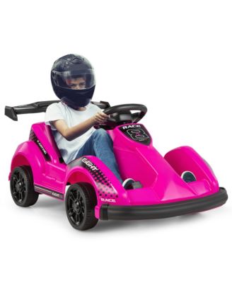 6V Battery Powered Go Kart Kids Ride On 4 Wheel Racer RC w/ Bumper & Music Pink