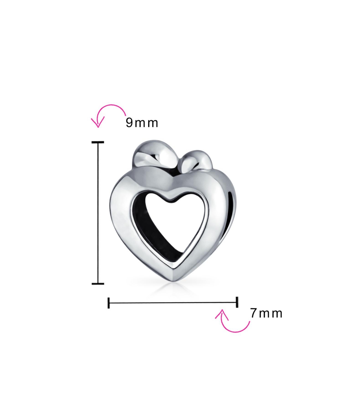 Bling Jewelry Heart Shape Mother Loving Family Child Love Charm Bead For Women Wife Oxidized SterlingFits European Bracelet - Silver