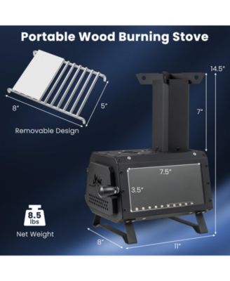 Portable Wood Camping Burning Stove Heater with 2 Cooking Positions