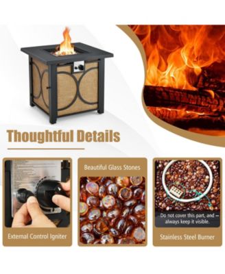 28 Inch 50000 BTU Outdoor Square Fire Pit Table with Cover