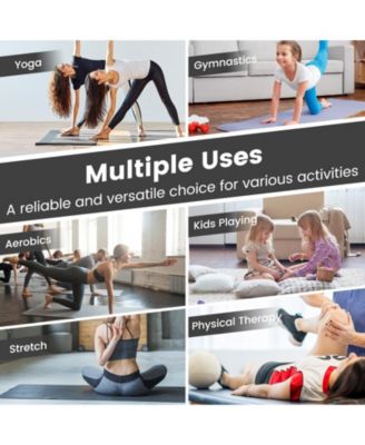 4-Panel PU Leather Folding Exercise Mat with Carrying Handles-Black