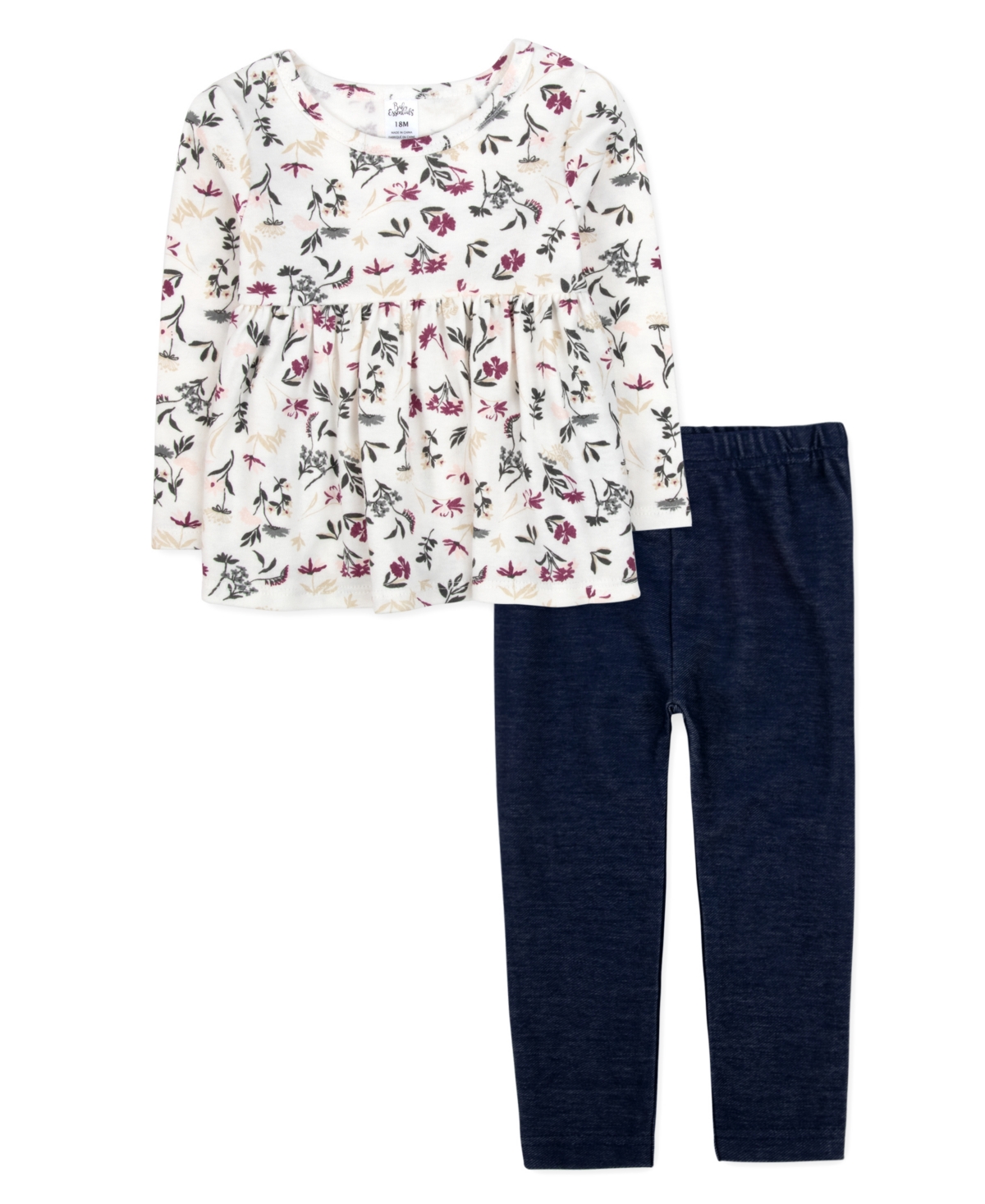 Baby Essentials Baby Girl Floral Tunic Top, Hooded Jacket & Pant, 3-Piece Set