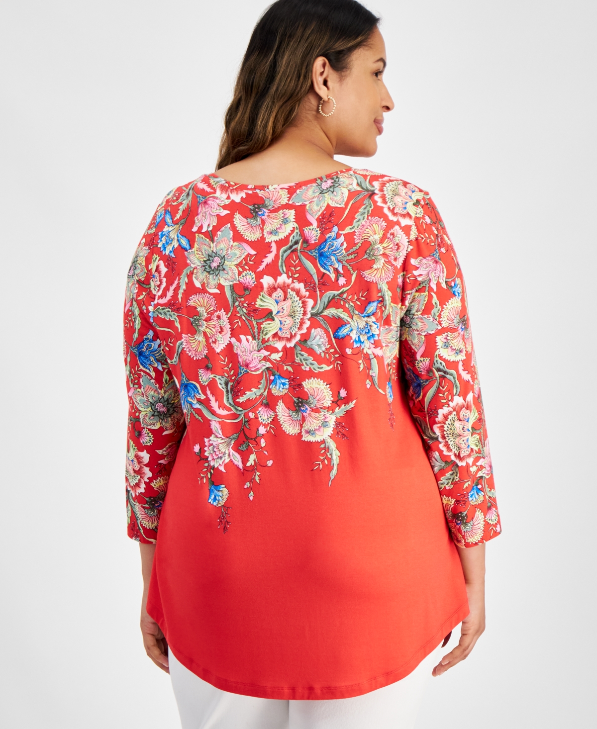 Jm Collection Plus Size Mariah Floral-Print Top, Created for Macy's