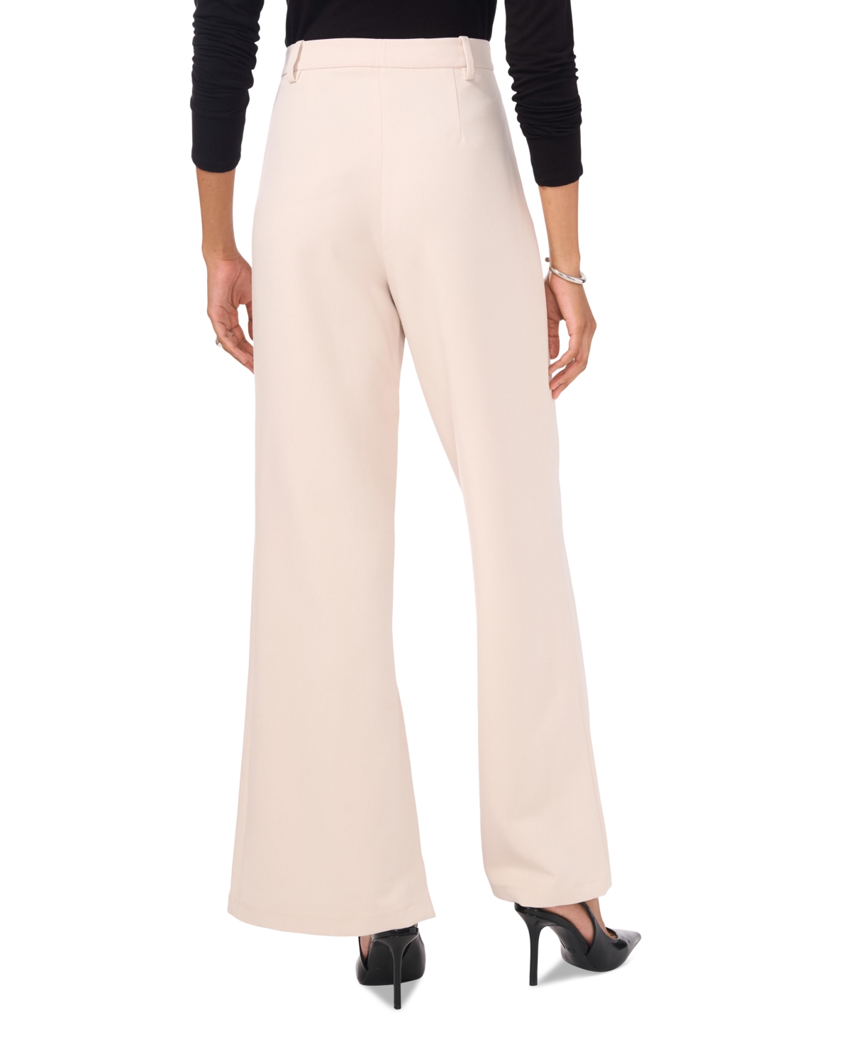 Shop Vince Camuto Women's Wide-leg Split-hem Trousers In Neutral