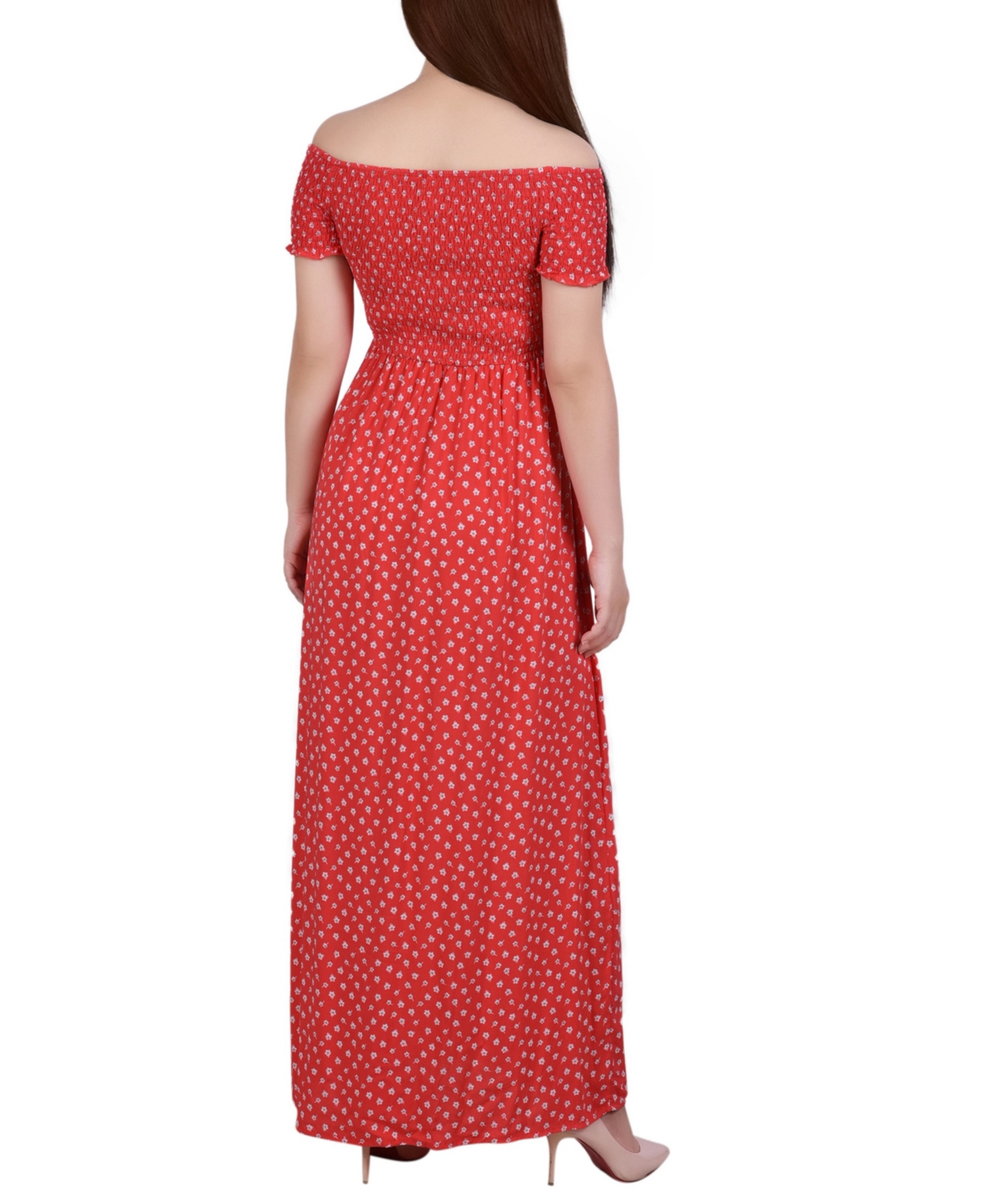NY COLLECTION PETITE SMOCKED BODICE MAXI DRESS 