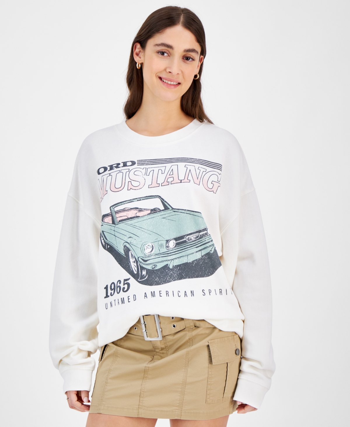 Juniors' Ford Mustang Graphic Sweatshirt - Coconut Milk