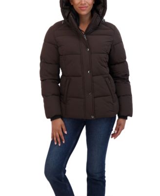 Women's Short Hooded Stretch Puffer Jacket