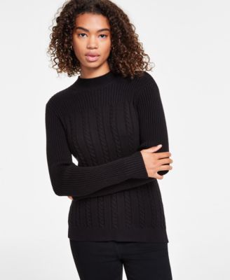 Liverpool Los Angeles - Women's Mock-Neck Cable-Knit Sweater