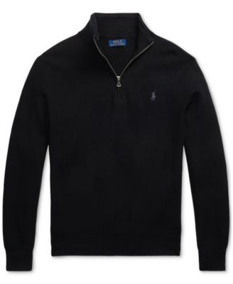 Men's Mesh-Knit Cotton Quarter-Zip Sweater