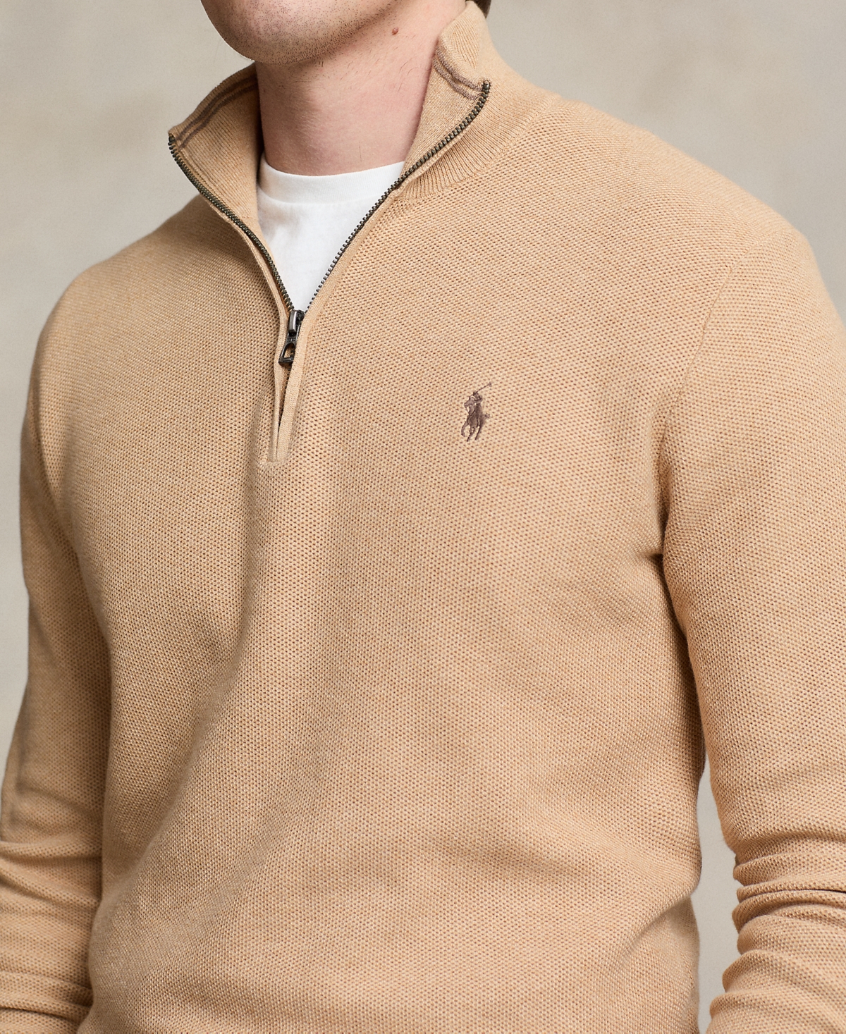 Polo Ralph Lauren Men's Mesh-Knit Cotton Quarter-Zip Sweater