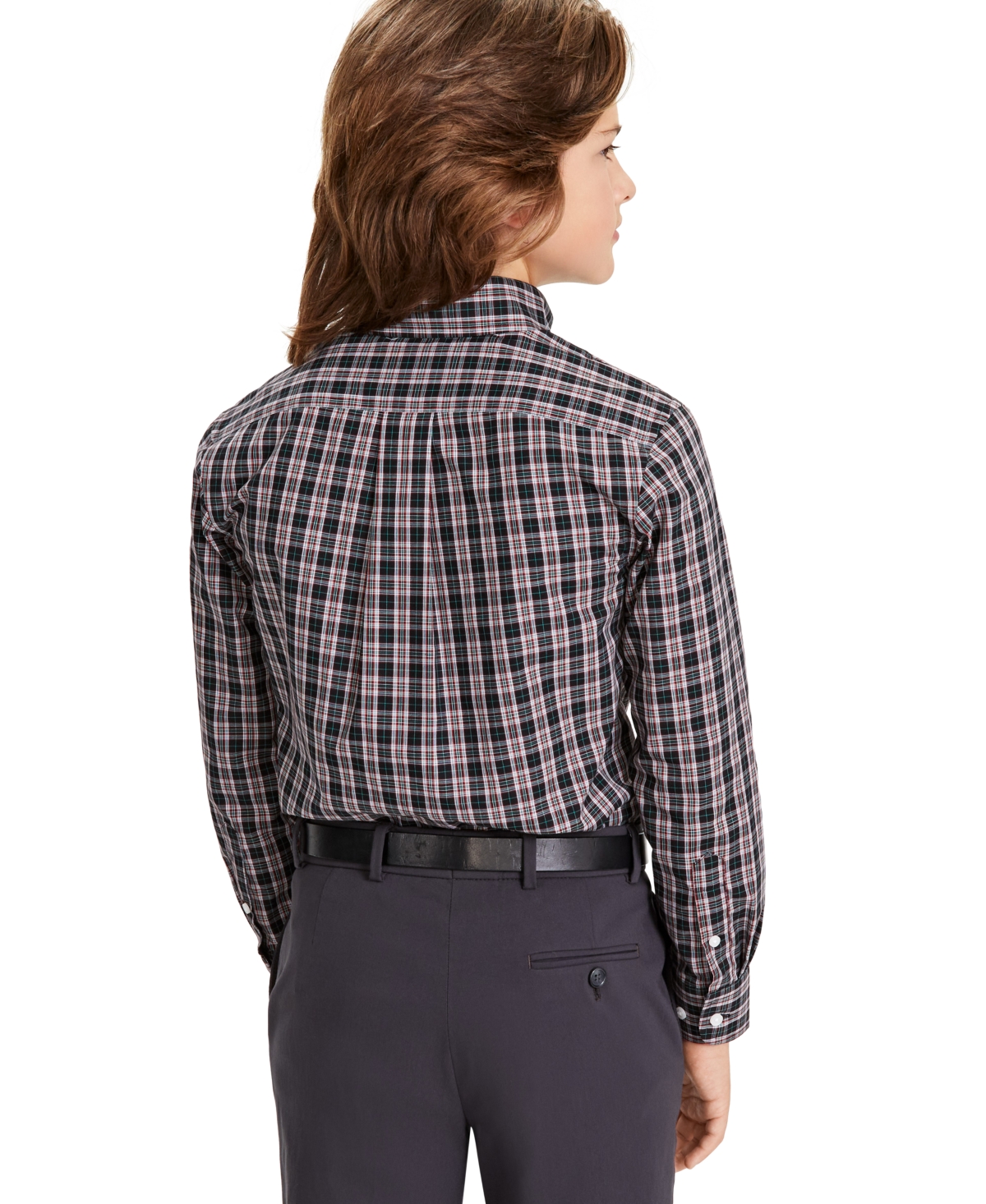 Big Boys Plaid Classic-Fit Dress Shirt -blue