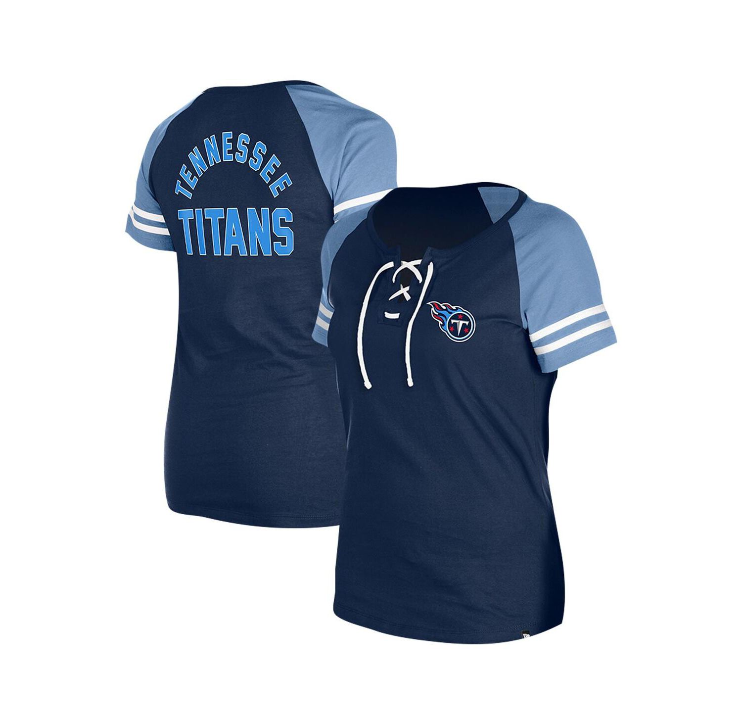 Women's Navy Tennessee Titans Lace-Up Raglan T-Shirt
