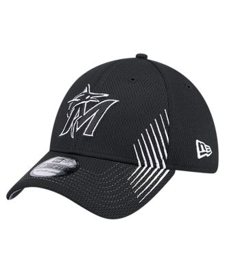 Men's Black Miami Marlins Active Dash Mark 39THIRTY Flex Hat