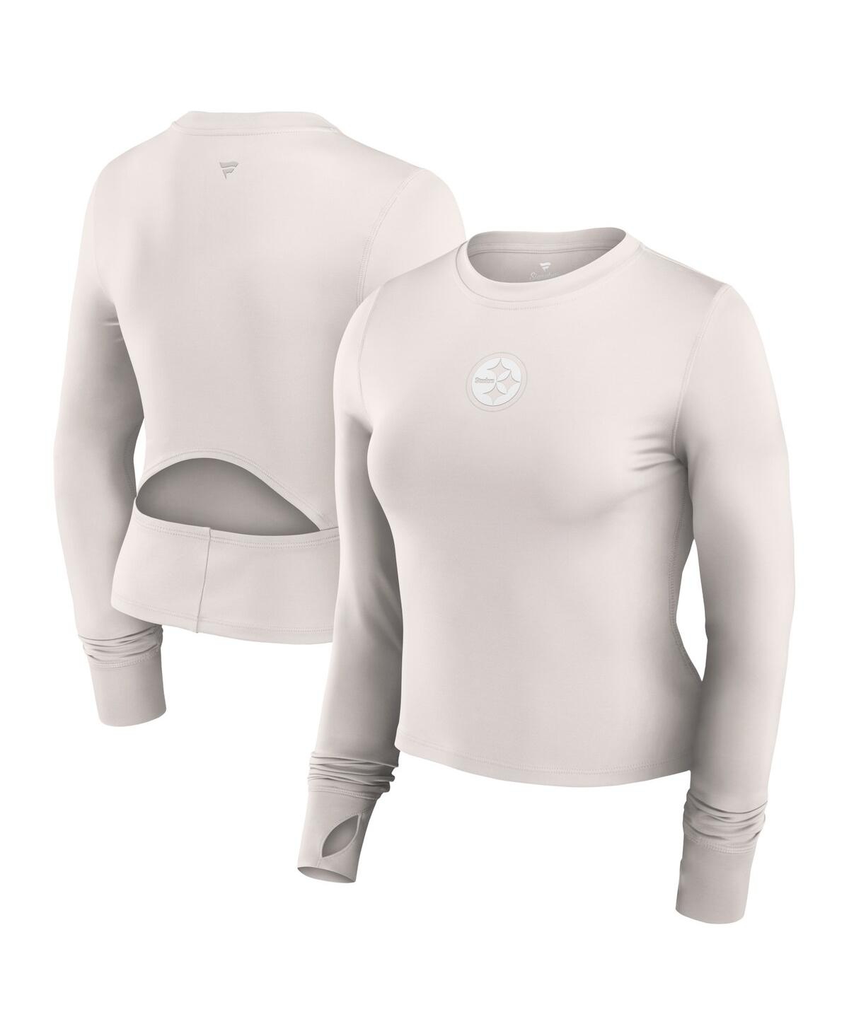 Fanatics Women's White Pittsburgh Steelers Studio Fitted Long Sleeve Gym Top - White