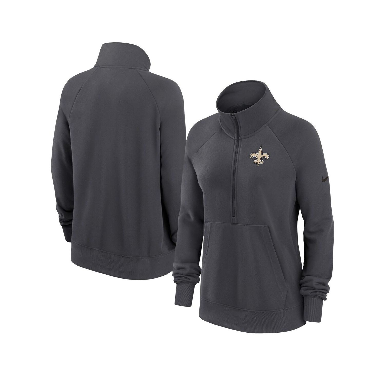 Women's Charcoal New Orleans Saints Premium Raglan Performance Half-Zip Sweatshirt