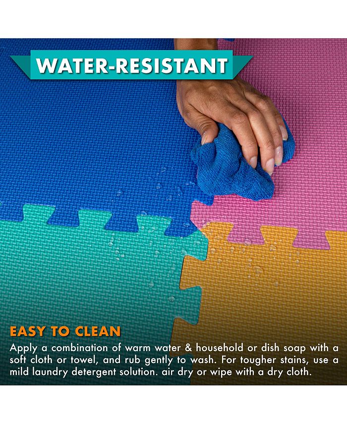 ProsourceFit Kids Floor Play Mat 3/8-in, 16 Sq Ft - 16 Tiles - Multi - 16