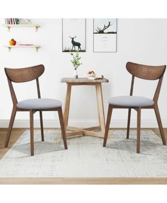 Set of 2 Dining Chairs Upholstered Curved Back Side