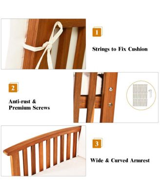 SUGIFT 4 Pieces Patio Solid Wood Furniture Set with Water Resistant Cushions