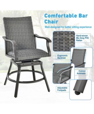 3 Pieces Swivel Bar Set with 4D Air Fiber Cushion