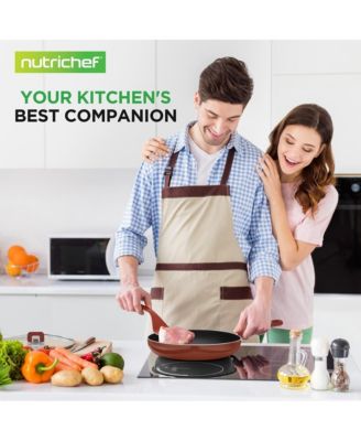 Nonstick  Space Saver 17-Piece Cookware Set - Brown Pots and Pans