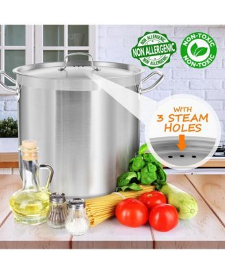 Stainless Steel Cookware Stockpot - 40 Quart, Heavy Duty Induction Pot, Soup Pot With Stainless Steel Lid