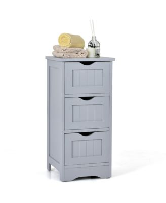 Bathroom Floor Cabinet Freestanding Storage Organizer w/ 3 Drawers