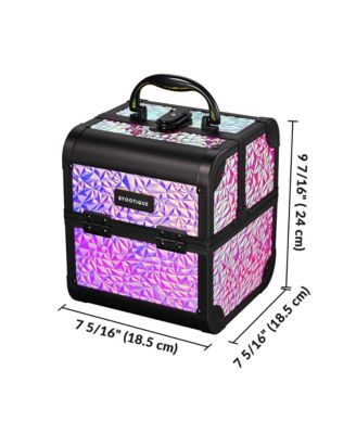 Makeup Train Case Cosmetic Organizer w/ Mirror Mermaid Pink Artist