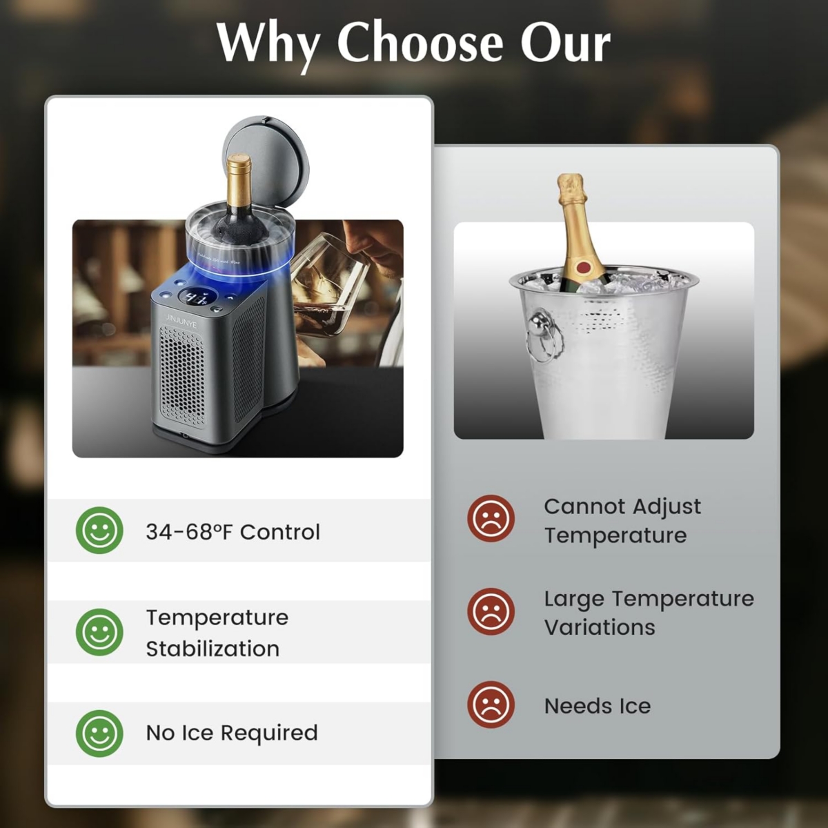 Jinjunye Wine Chiller Electric Upgrade Single Bottle Portable Wine Chiller F for Bottle Red, White Wine, Champagne, Sparking, Iceless Wine Cooler, Kit