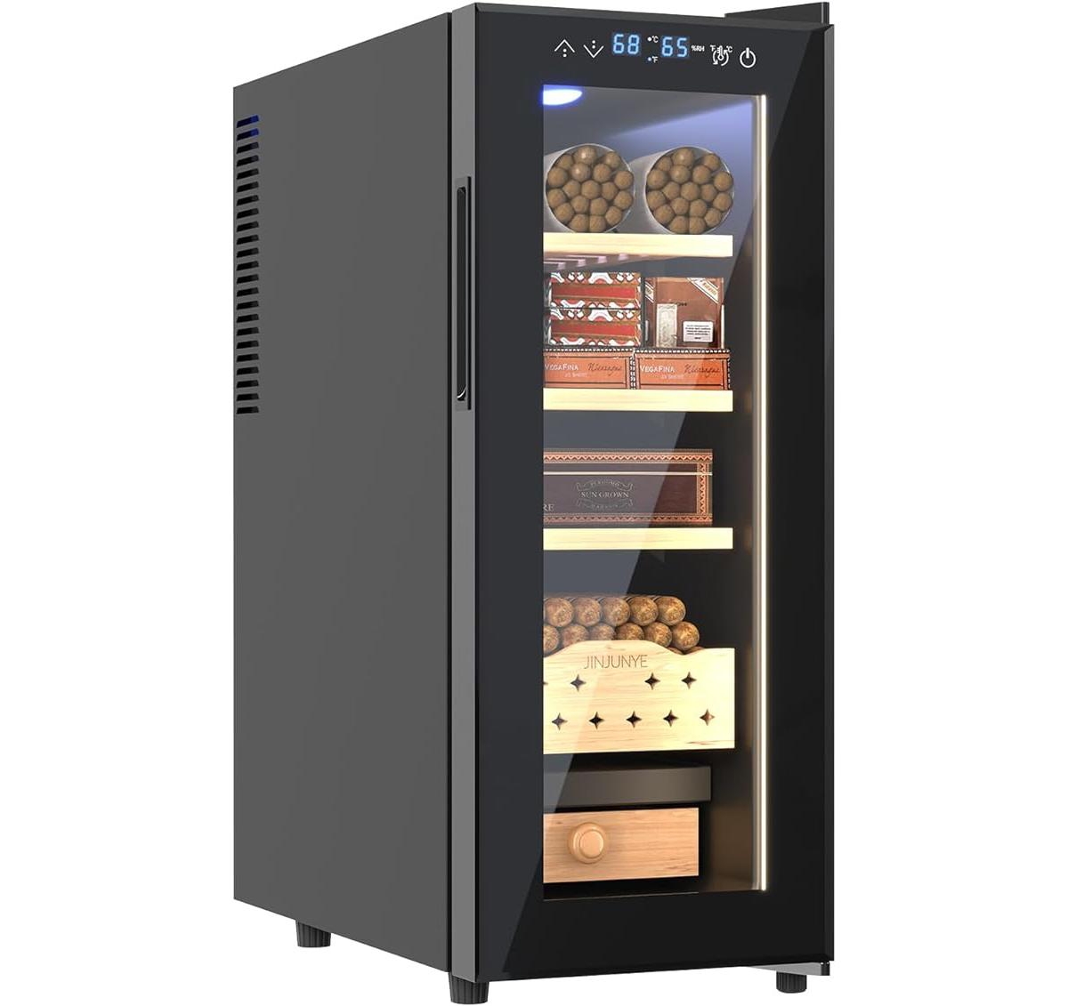 Jinjunye Upgraded 35L Cigar Humidors with 3-in-1 Cooling, Heating & Humidity Control, Electric Cooler Cigar Humidor for 250 Cigars, Cabinet Humidor wi