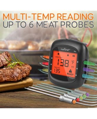 Bluetooth Wireless BBQ Digital Thermometer - Includes 2 Temperature Probes and Travel Case with Digital LCD Display Screen