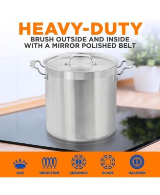 Stainless Steel Cookware Stockpot - 24 Quart, Heavy Duty Induction Pot, Soup Pot With Stainless Steel Lid