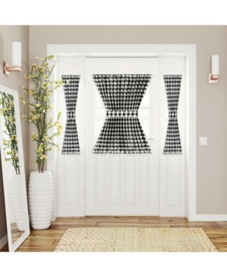 Plaid Country Farmhouse French Door Curtain Panel With Matching Tieback - 25W x 40L, Yellow