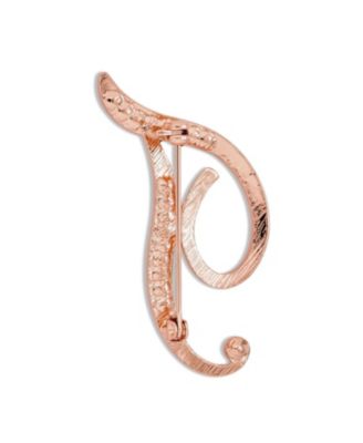 Large Statement ABC Crystal Letters Initial Scarf Lapel Pin Brooch Rose Gold Plated