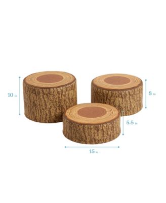 SoftZone Tree Stump Stool Set, Chocolate, 3-Piece