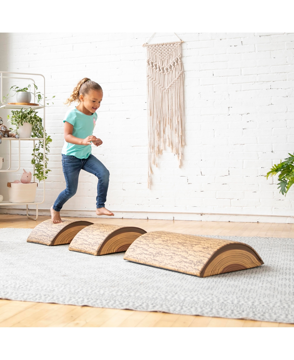 ECR4Kids SoftZone Tree Log Climber Set, Chocolate, 3-Piece