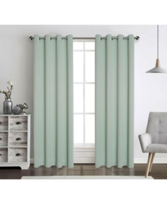 Hotel Living 2 Pack 100% Blackout Grommet Top Sage Green Curtain Panels - 50 in. W x 90 in. L, Sage Green