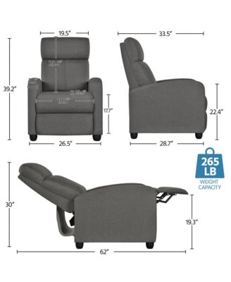 Modern Adjustable Single Fabric Recliner Sofa with Pocket Springs Living Room Bedroom Home Theater