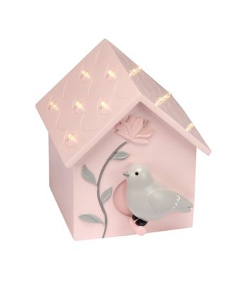 Petals Pink/Gray Birdhouse Table Top Night Light LED Lamp