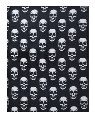 Oversized Halloween Spooky Skeleton Skulls Plush Fleece Throw Accent Blanket - 50 in. W x 70 in. L