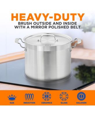 Stainless Steel Cookware Stockpot - 14 Quart, Heavy Duty Induction Pot, Soup Pot With Stainless Steel Lid