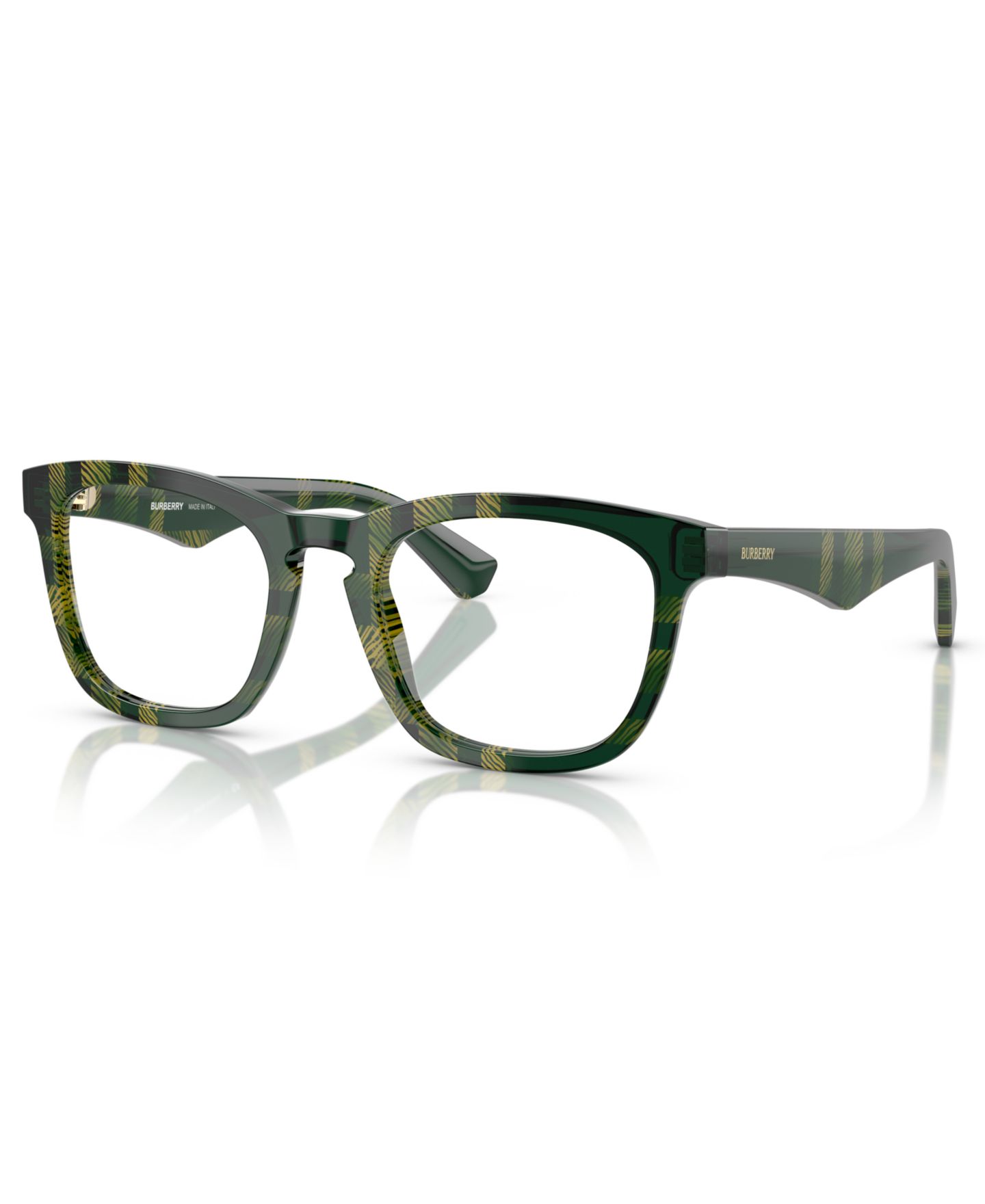 Мужские очки Burberry Man Square Plastic BE2417 Eyeglasses, цвет: Клетчатый зелёный — фото 1