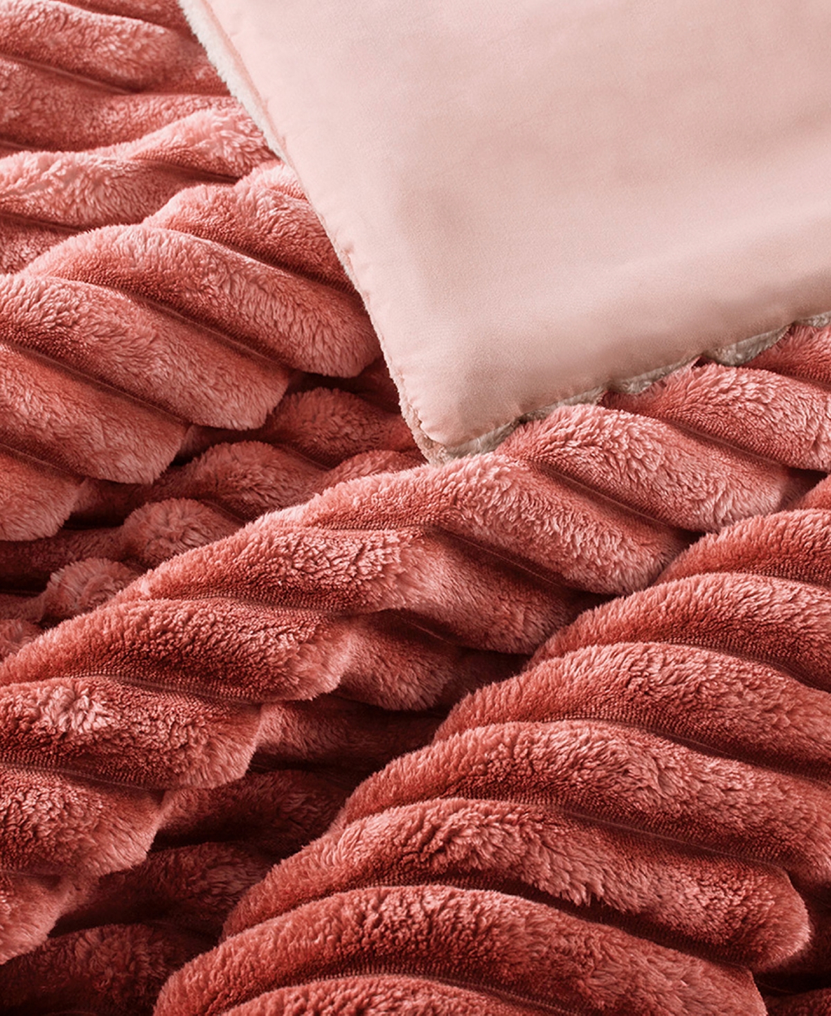 510 Design Avril Fluffy Ribbed Plush Comforter Sets In Blush Ombre