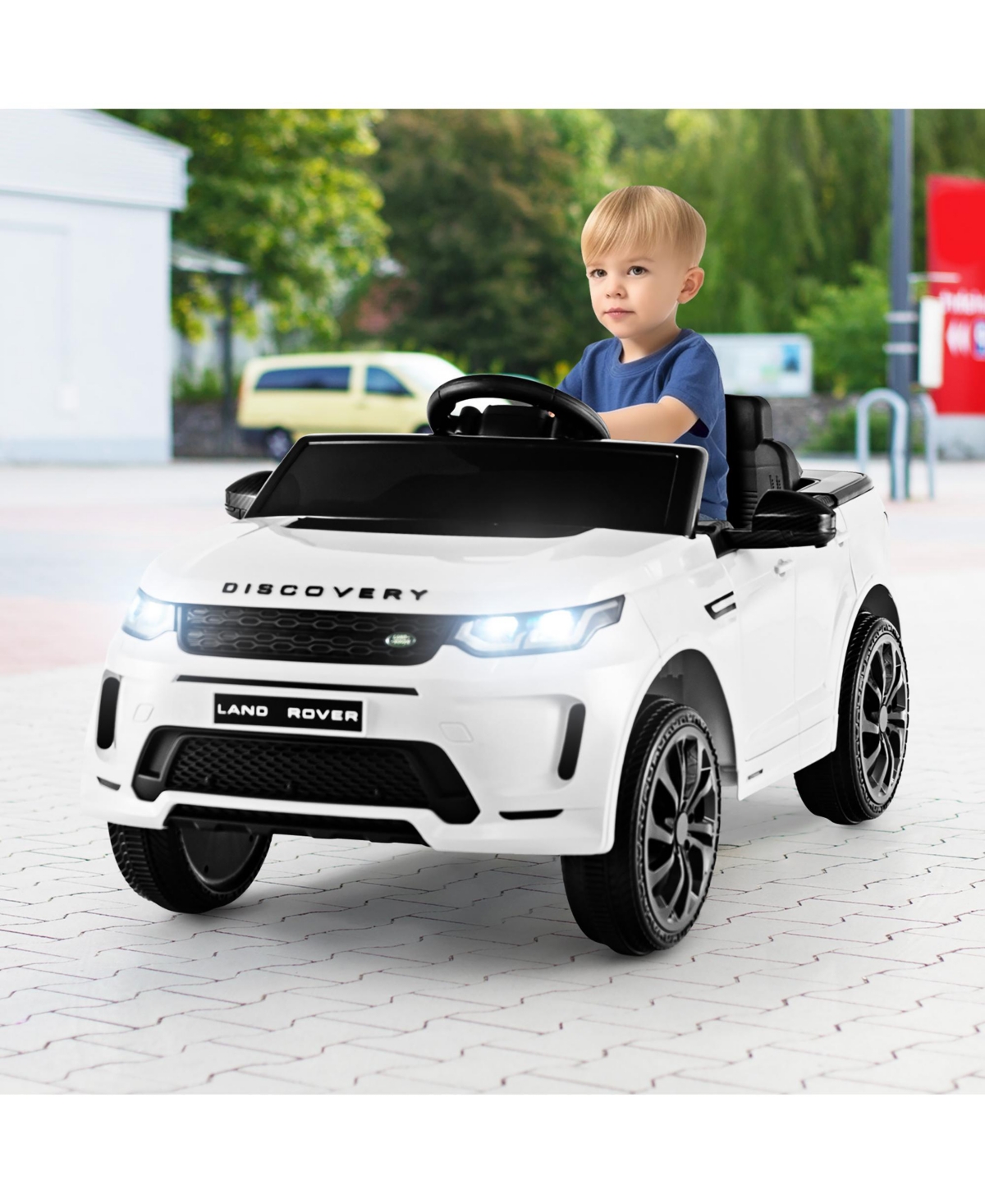 Gymax 12V Kids Ride On Car Licensed Land Rover Electric Vehicle w/ Remote Control Pink - White+black