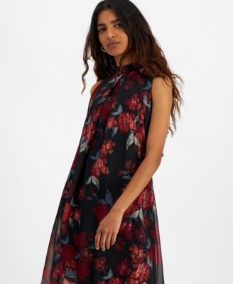 Petite Printed Chiffon A-Line Dress