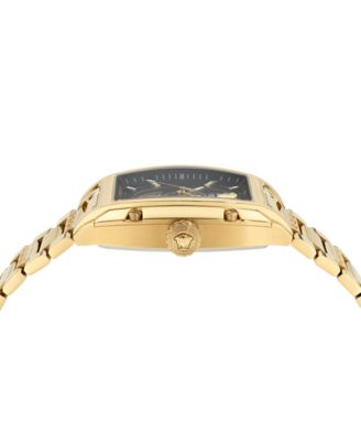 Men's Swiss Automatic Gold Ion Plated Stainless Steel Bracelet Watch 42x50mm