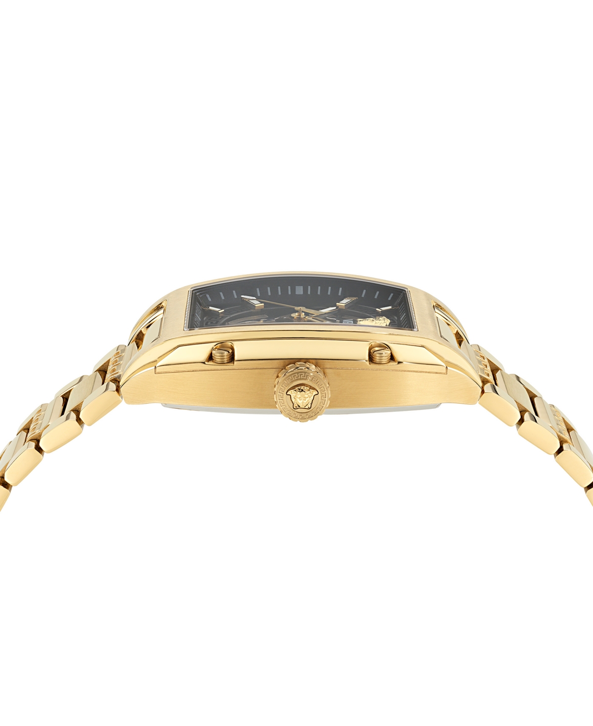 Versace Men's Swiss Automatic Gold Ion Plated Stainless Steel Bracelet Watch 42x50mm In Gold