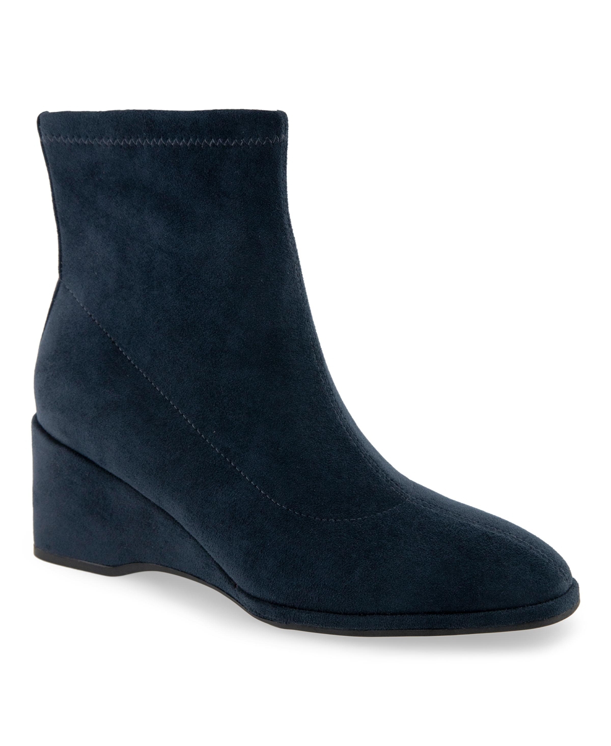 Women's Anouk Wedge Booties - Navy Faux Suede
