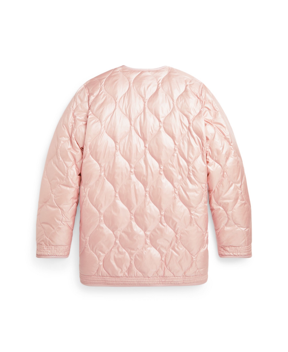 Polo Ralph Lauren Big Girls Quilted Teddy Fleece Reversible Jacket - Hint Of Pink Metallic with Spring Biege