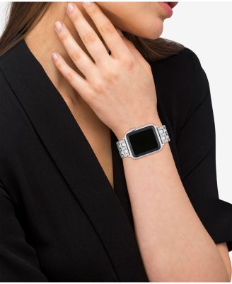 Women's Silver Stainless Steel with Crystals Apple Watch Strap for 38mm, 40mm, 41mm